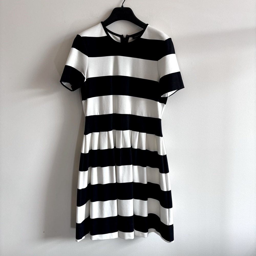 PINK TARTAN I M Black and White Midi Dress